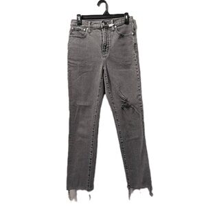 Madewell  perfect jeans fade black distressed crop raw hem
